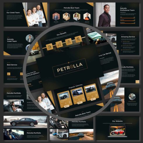 Petrolla - Car Service PowerPoint Presentation Template cover image.