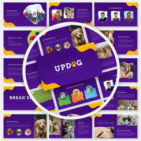 Updog - Pet Training Google Slides Presentation Template cover image.