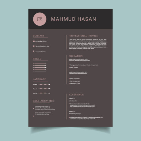 Dark Resume And CV Template cover image.