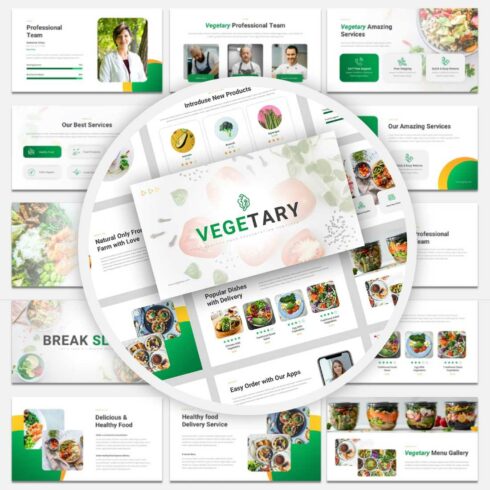 Vegetary - Healthy Food Presentation Keynote Template cover image.