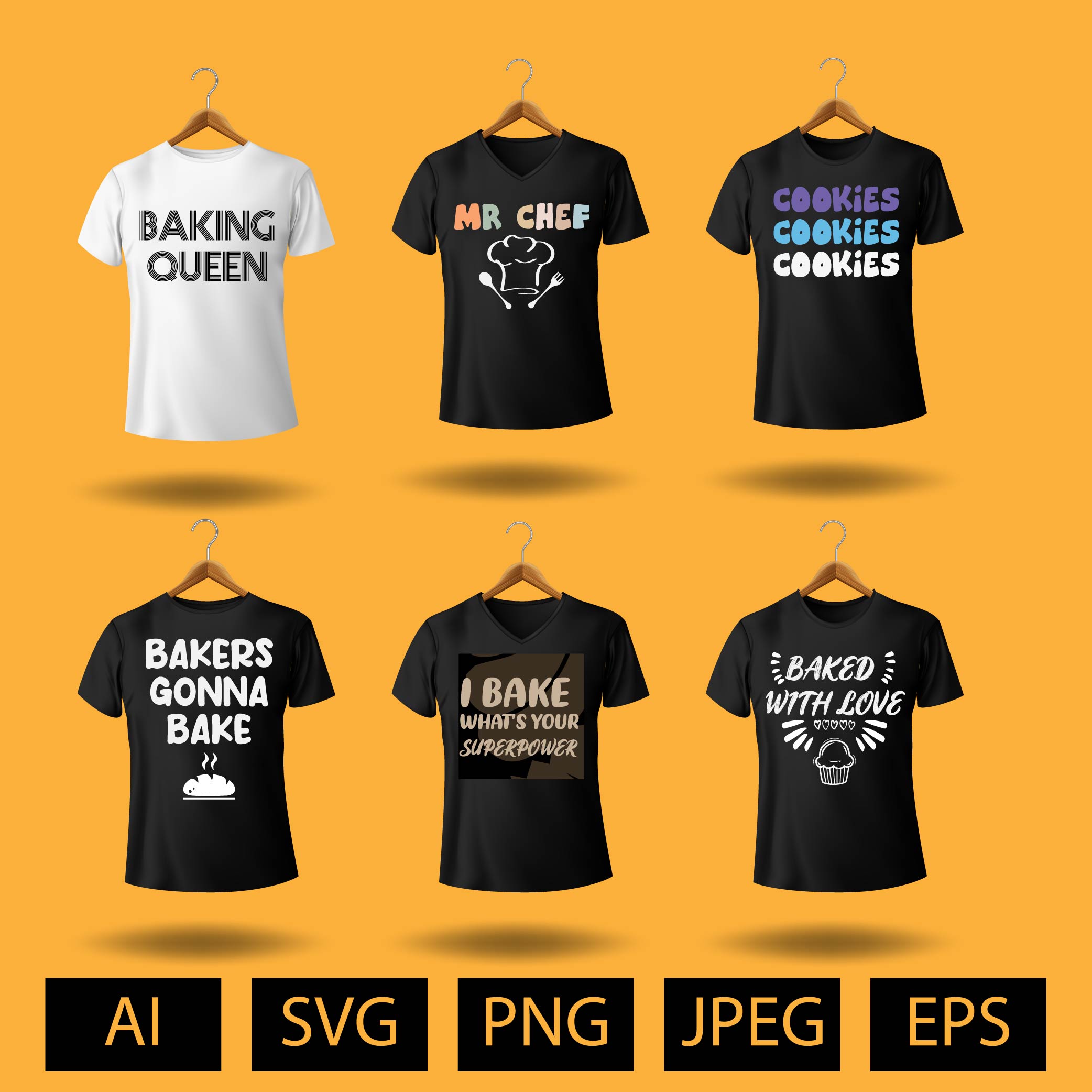 6 Baker T-Shirt Design Collection preview image.