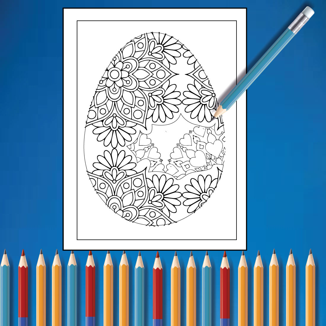 50 Mandala Cute Easter Coloring Pages For Adults preview image.