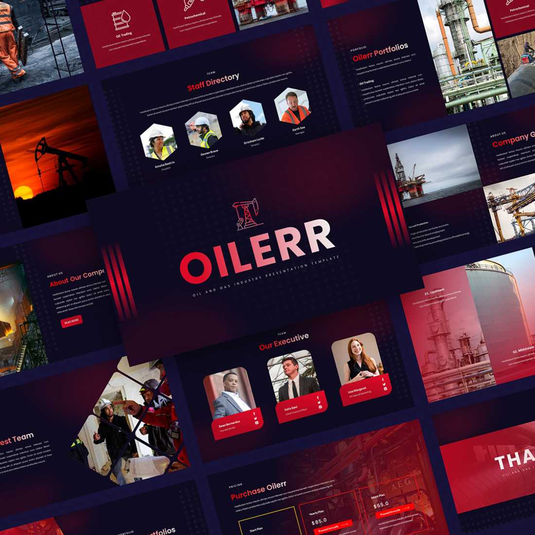 Oilerr-Oil and Gas Industry Presentation Keynote Template preview image.