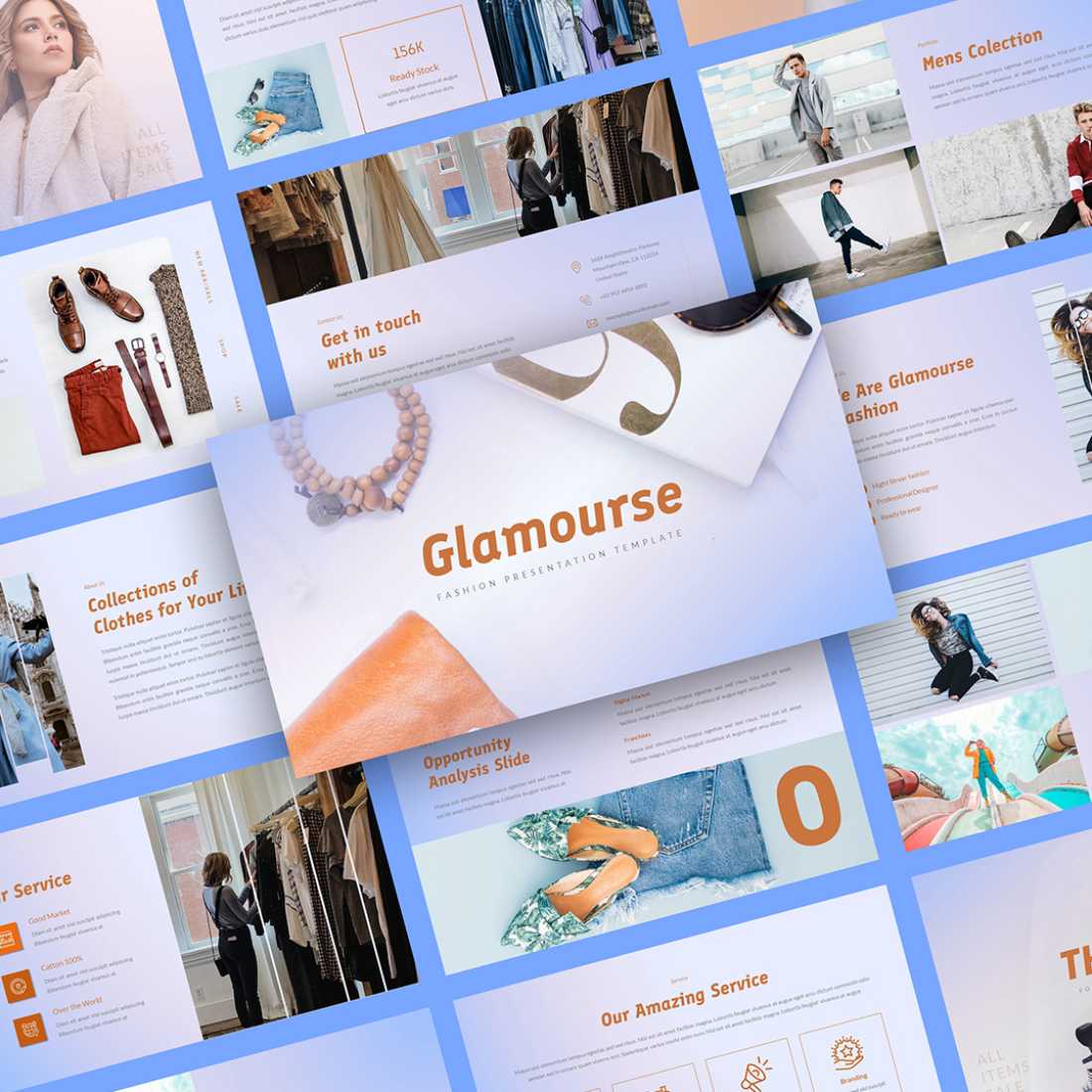 Glamourse - Fashion Google Slides Presentation Template preview image.