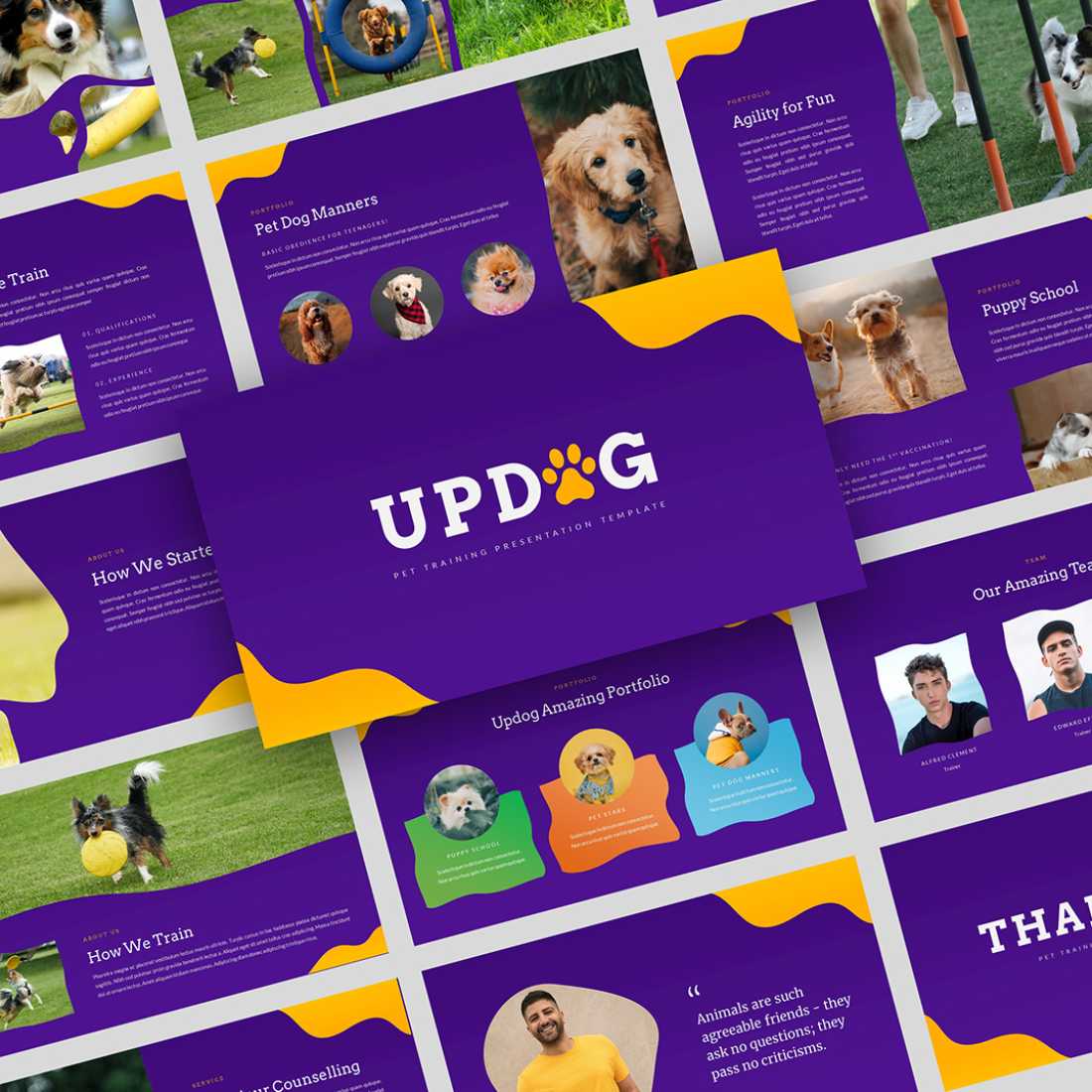 Updog - Pet Training Google Slides Presentation Template preview image.