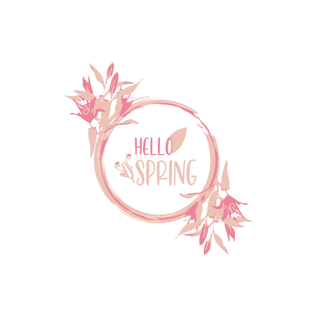 set of hello spring with flower decorative collection vector preview image.