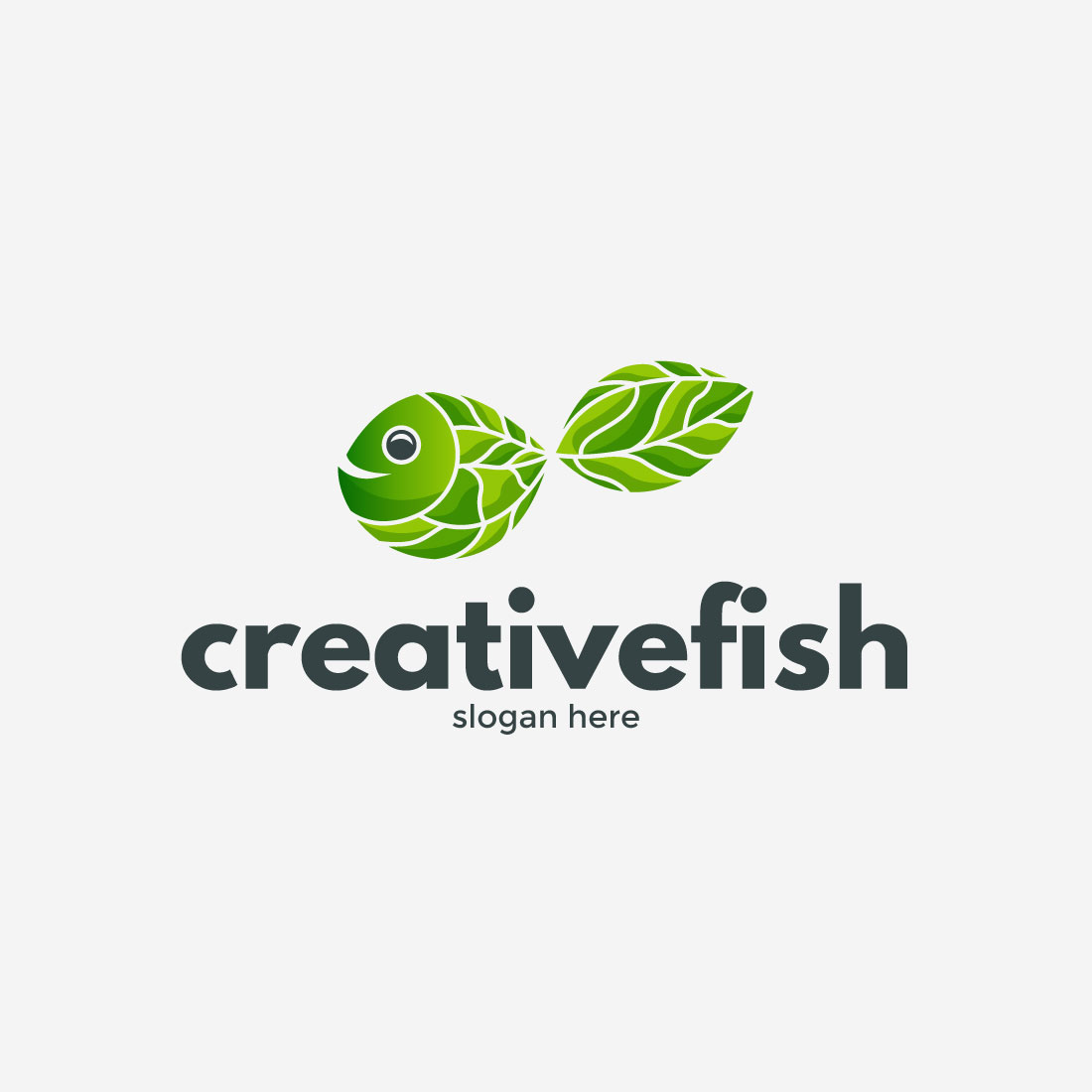 Fish With Leaf Logo Design preview image.