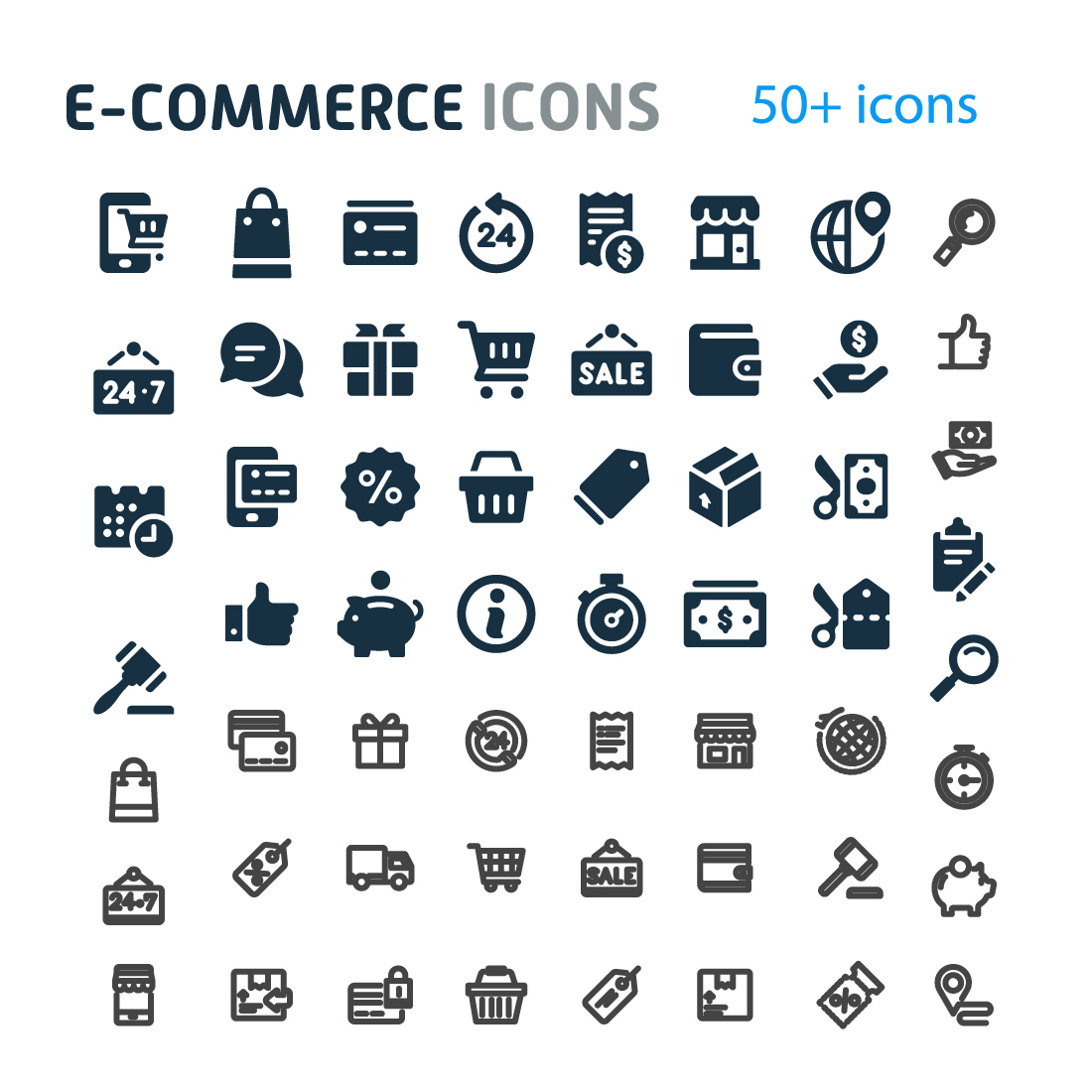 Large set of e - commerce icons.