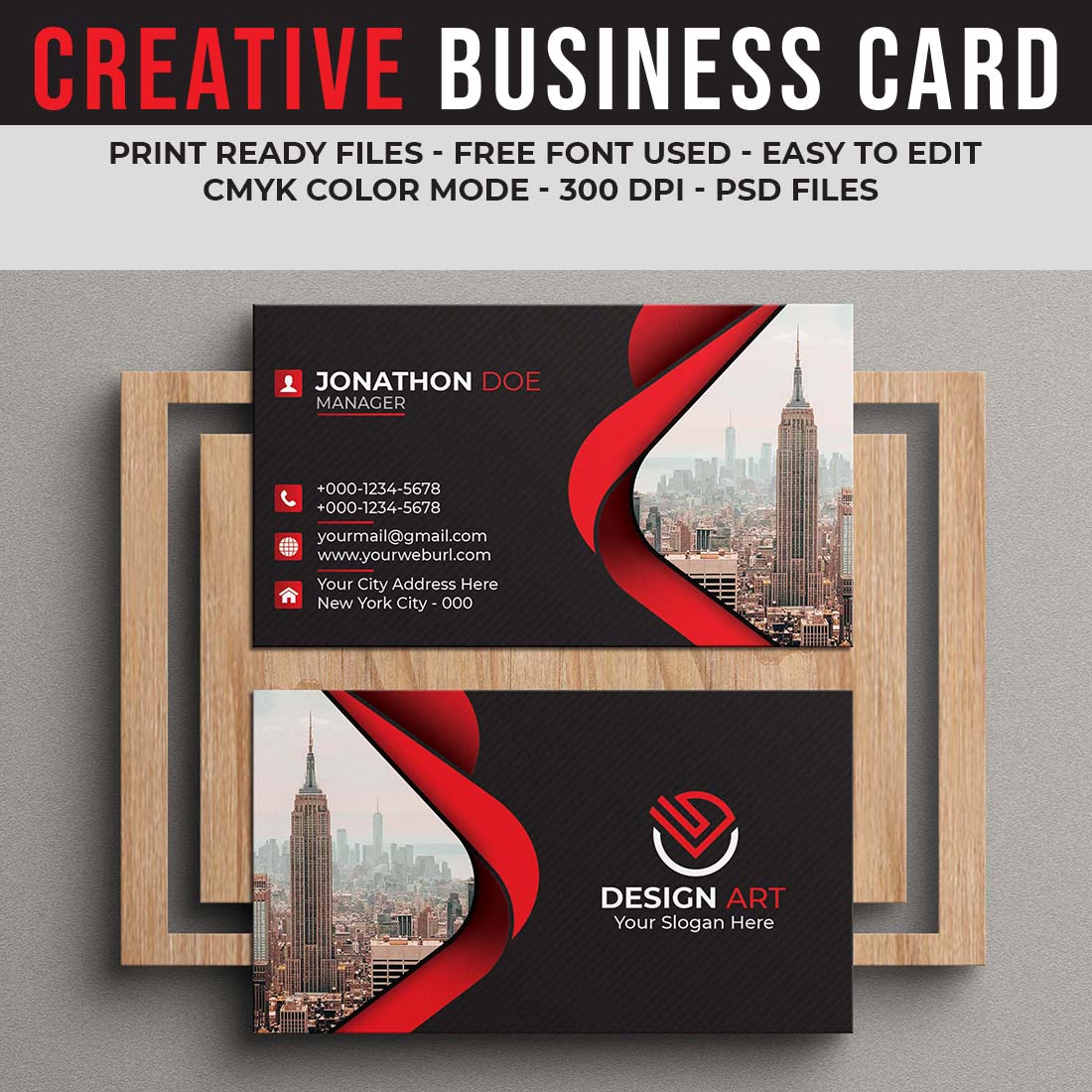 Creative Modern Business Card Template preview image.