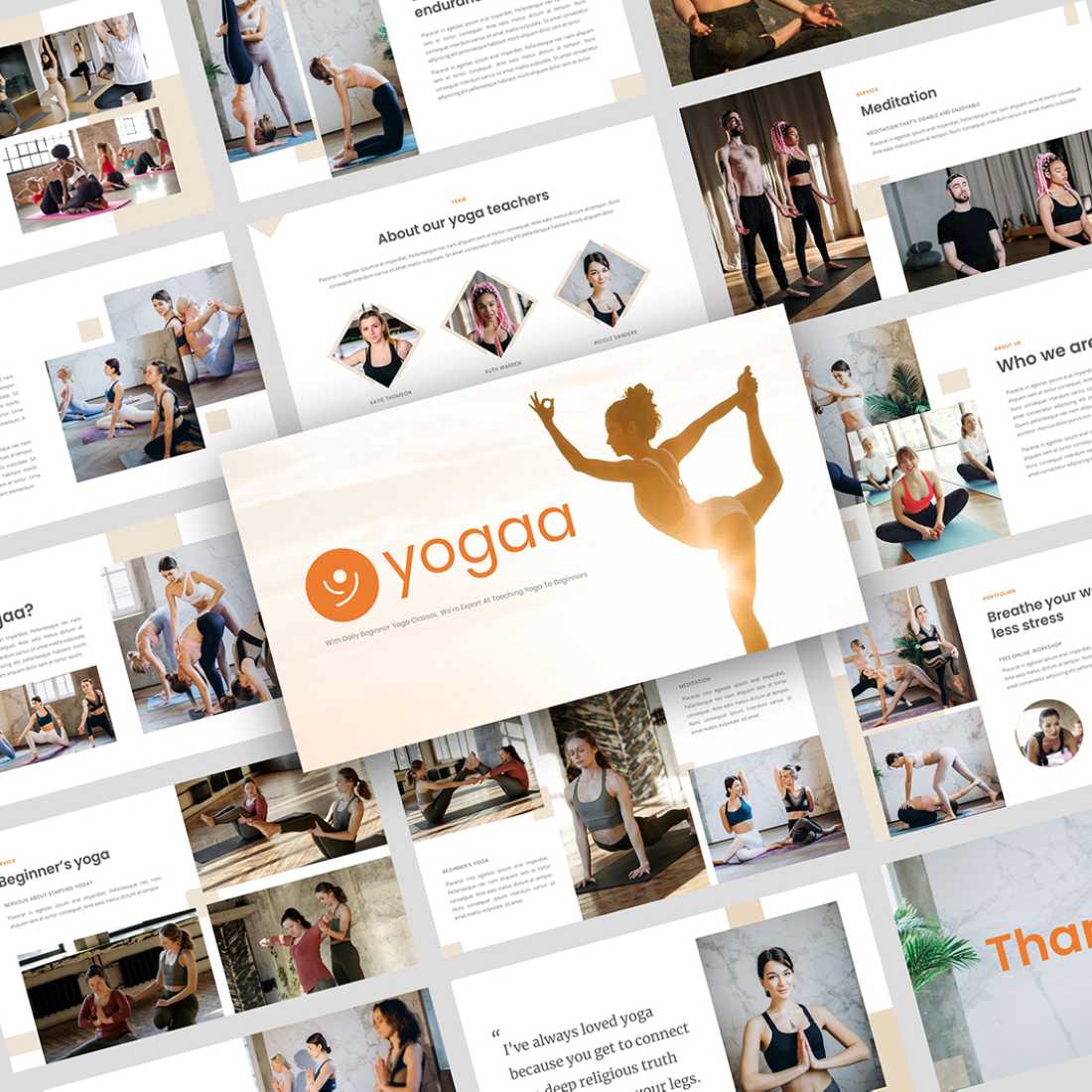 Yogaa - Yoga Presentation PowerPoint Template preview image.