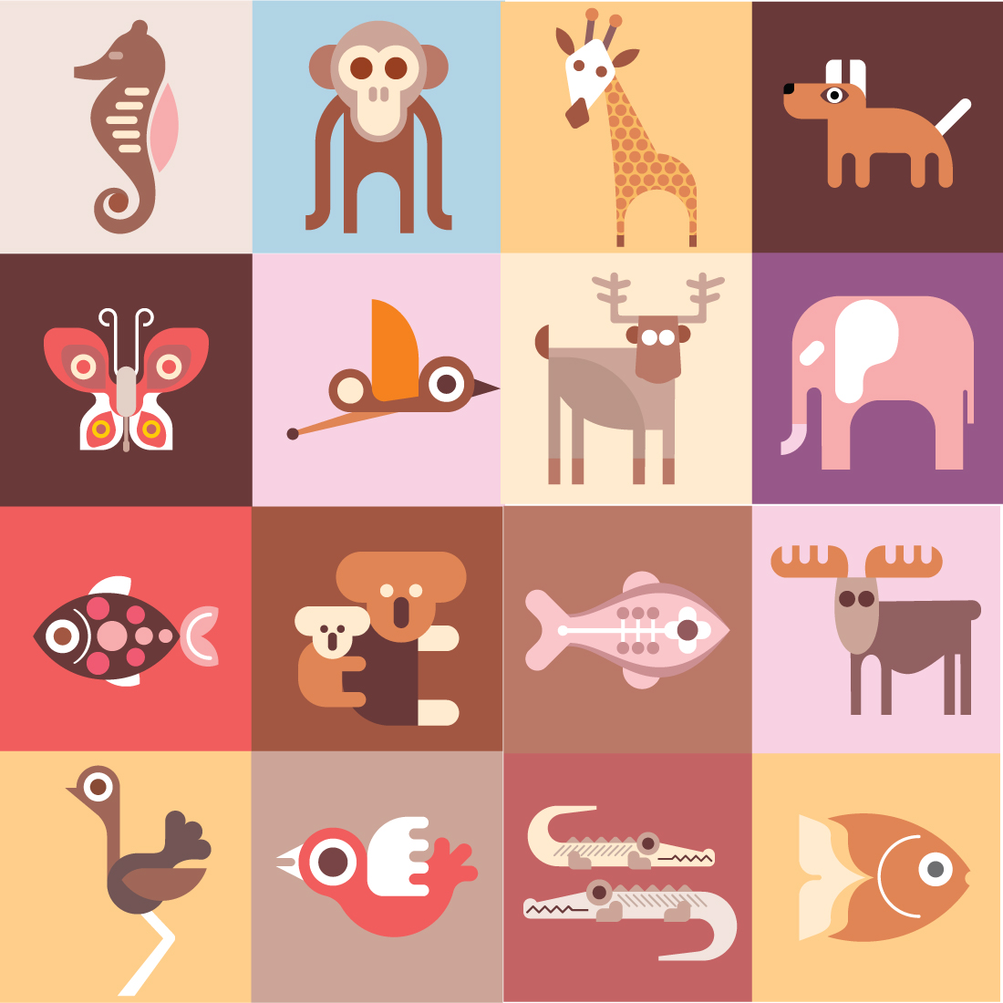 30+ animals-fish-and-birds-bundle-of-vector-icons preview image.