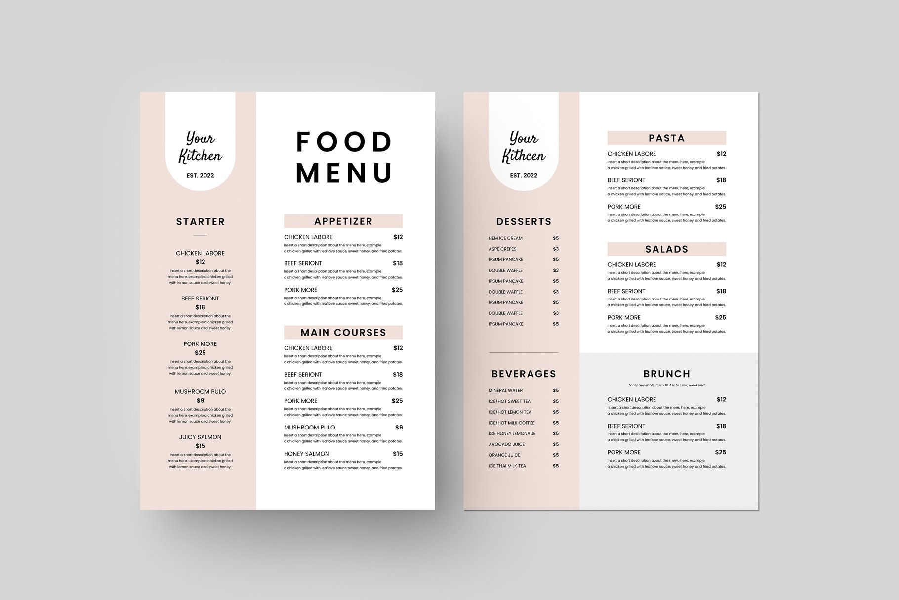 Food Menu | MS Word & Indesign preview image.