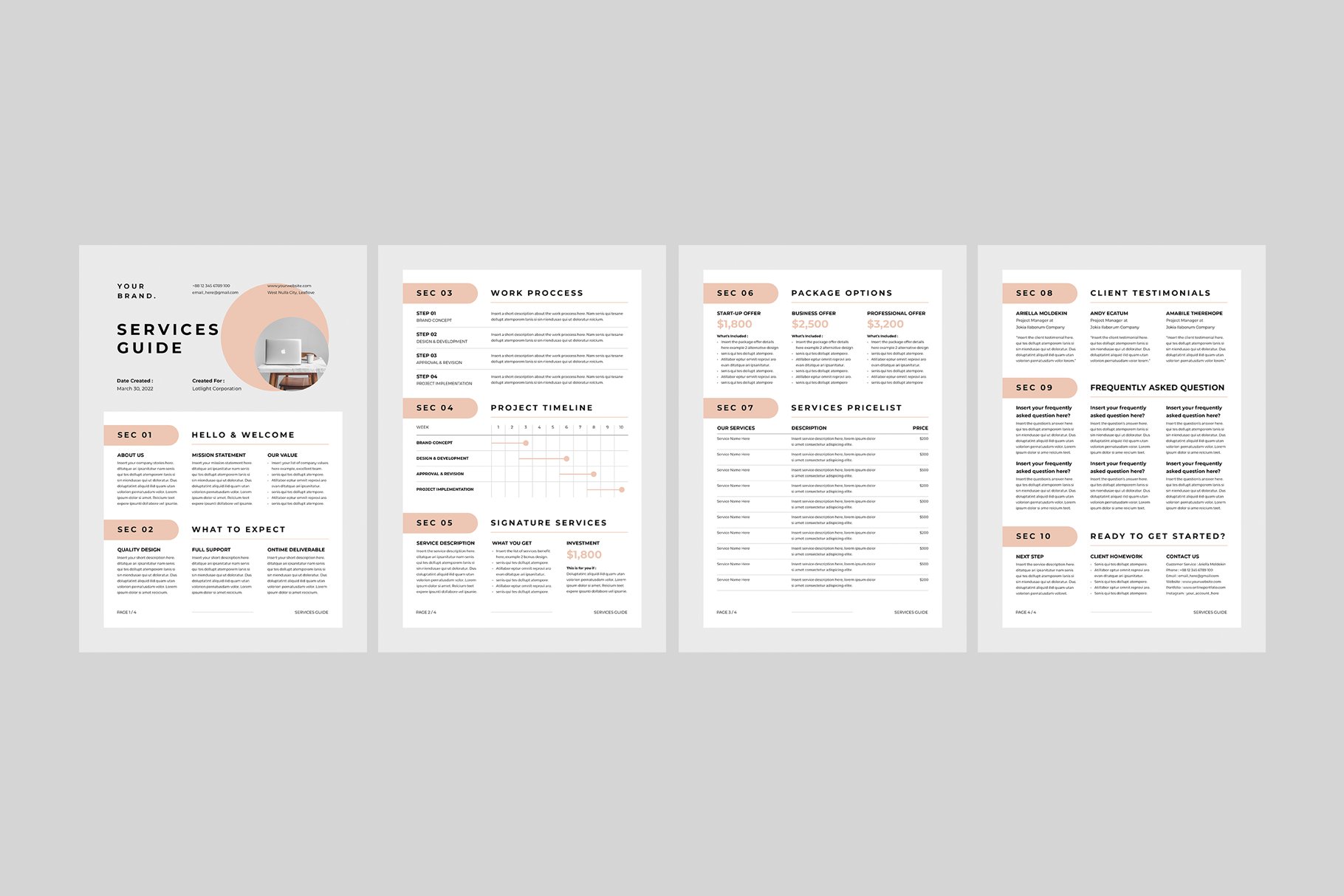 Services Guide | MS Word & Indesign preview image.