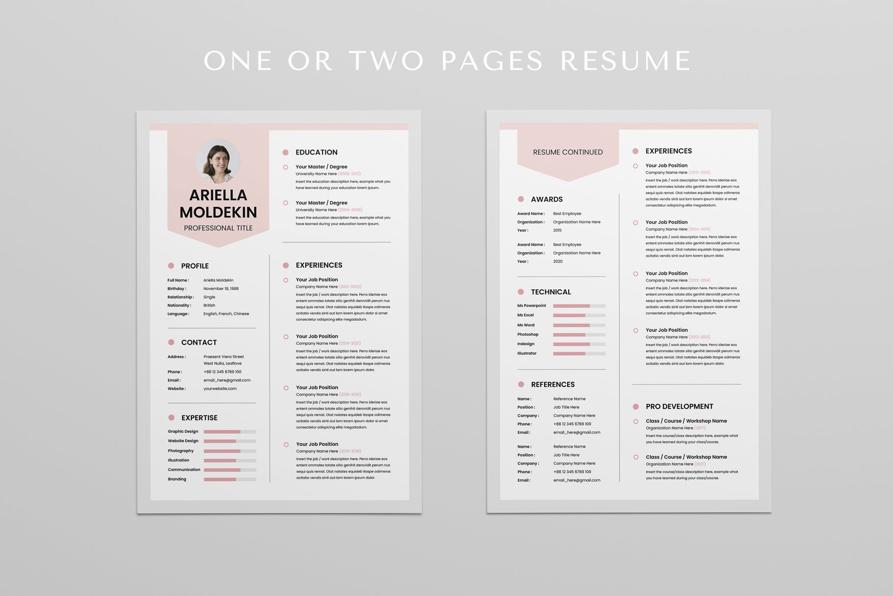 Resume | MS Word & Indesign preview image.