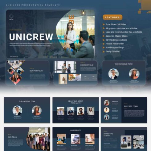 Unicrew - Business Multipurpose Keynote Presentation Template cover image.