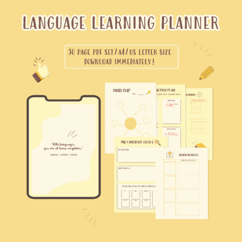 30+ PLANNER & JOURNAL LANGUAGE STUDY TEMPLATES cover image.