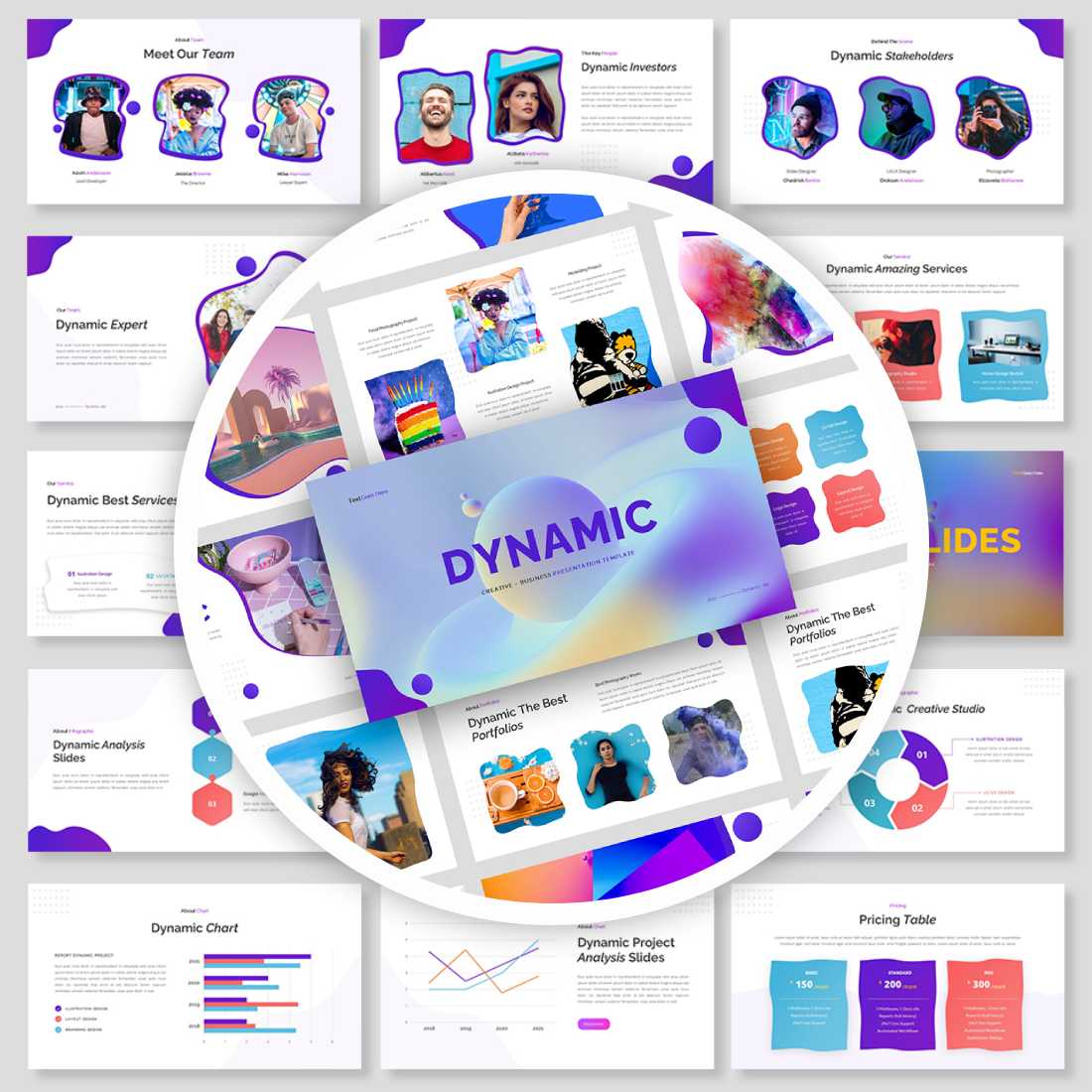 Dynamic - Creative Business Presentation PowerPoint Template cover image.