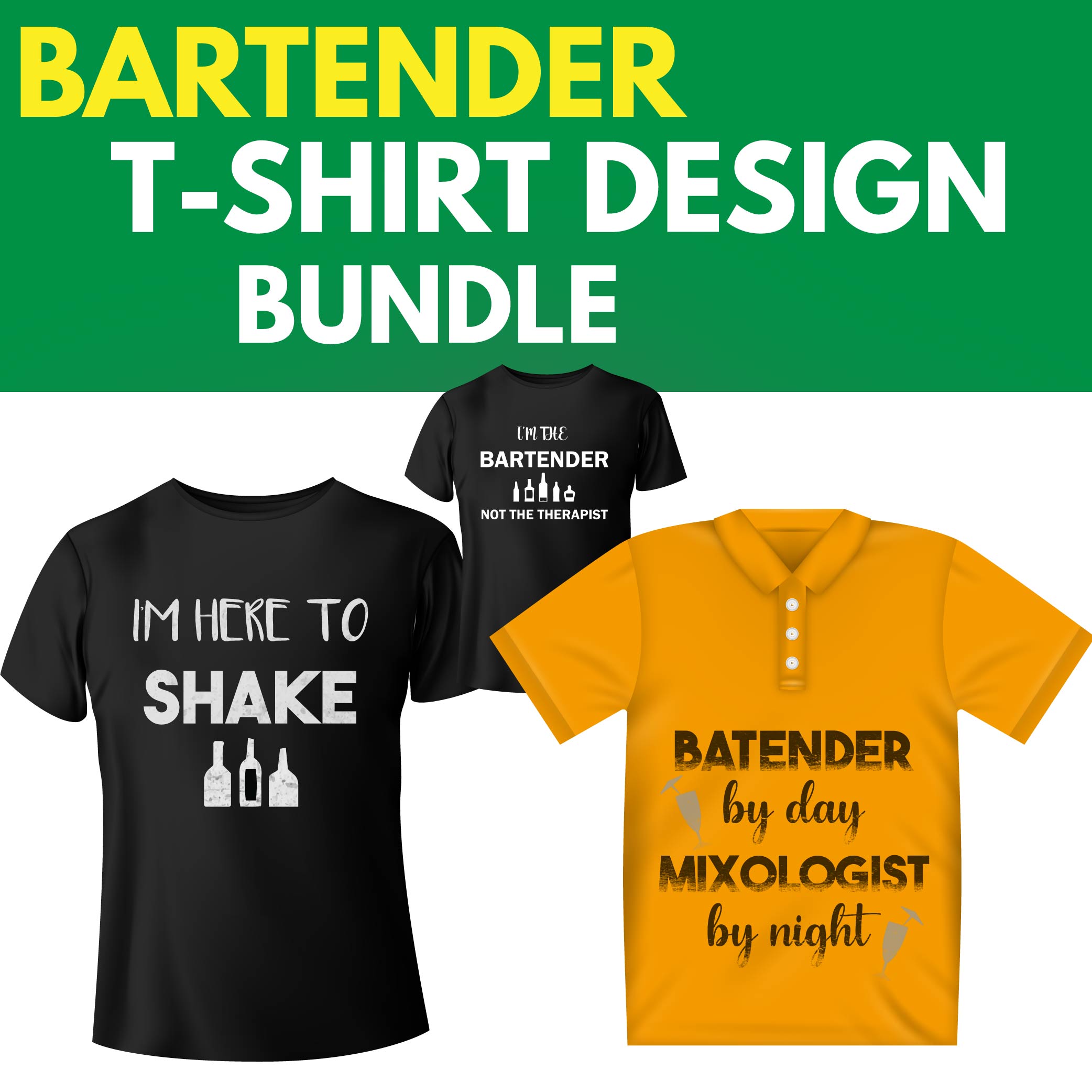 Bartender T-Shirt Design Bundle [5 items] cover image.