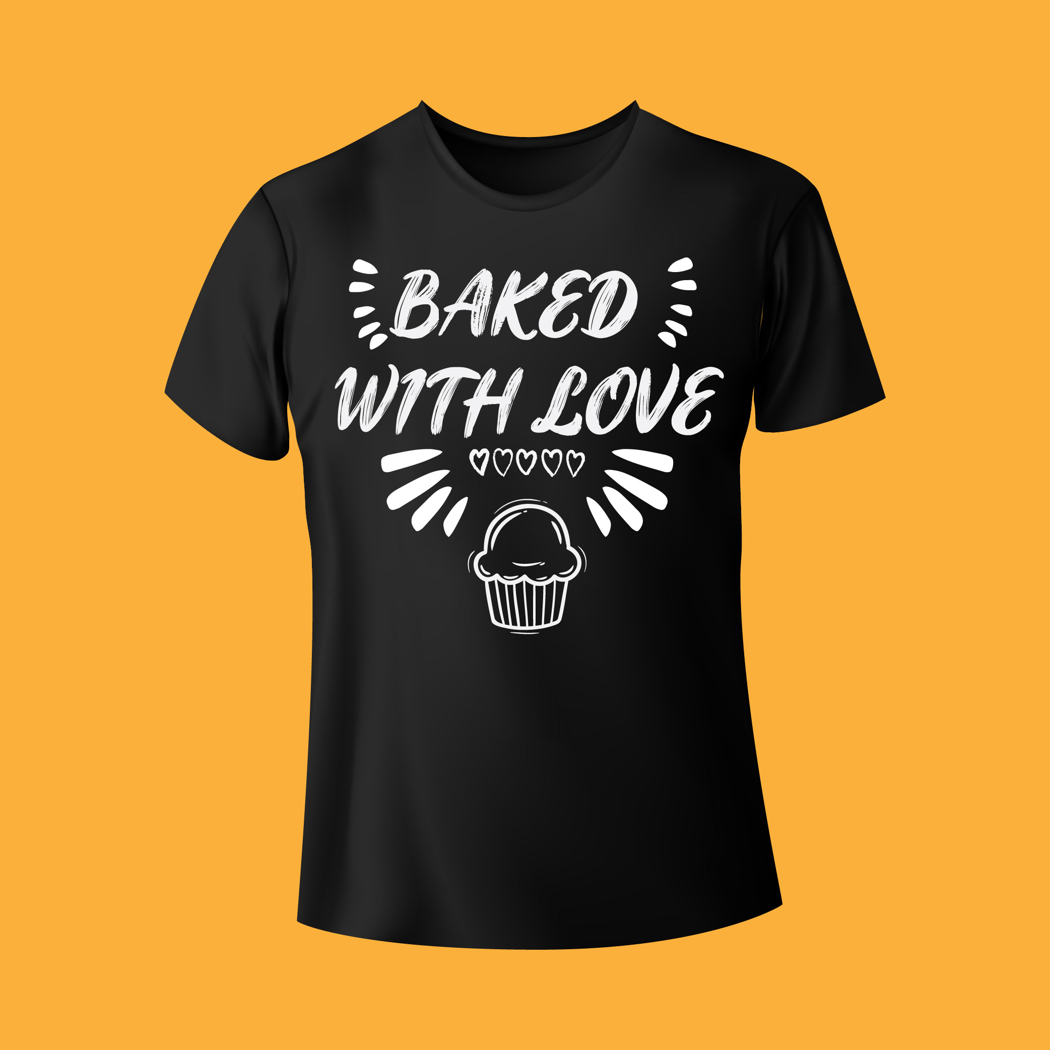 Black shirt that says baked with love.