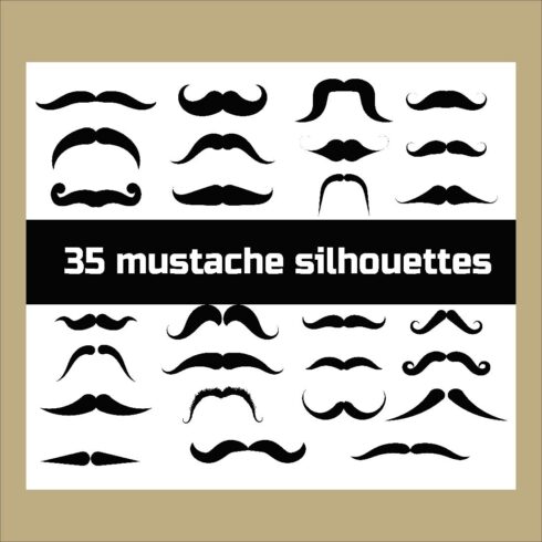 35 mustache vector silhouettes design bundle cover image.
