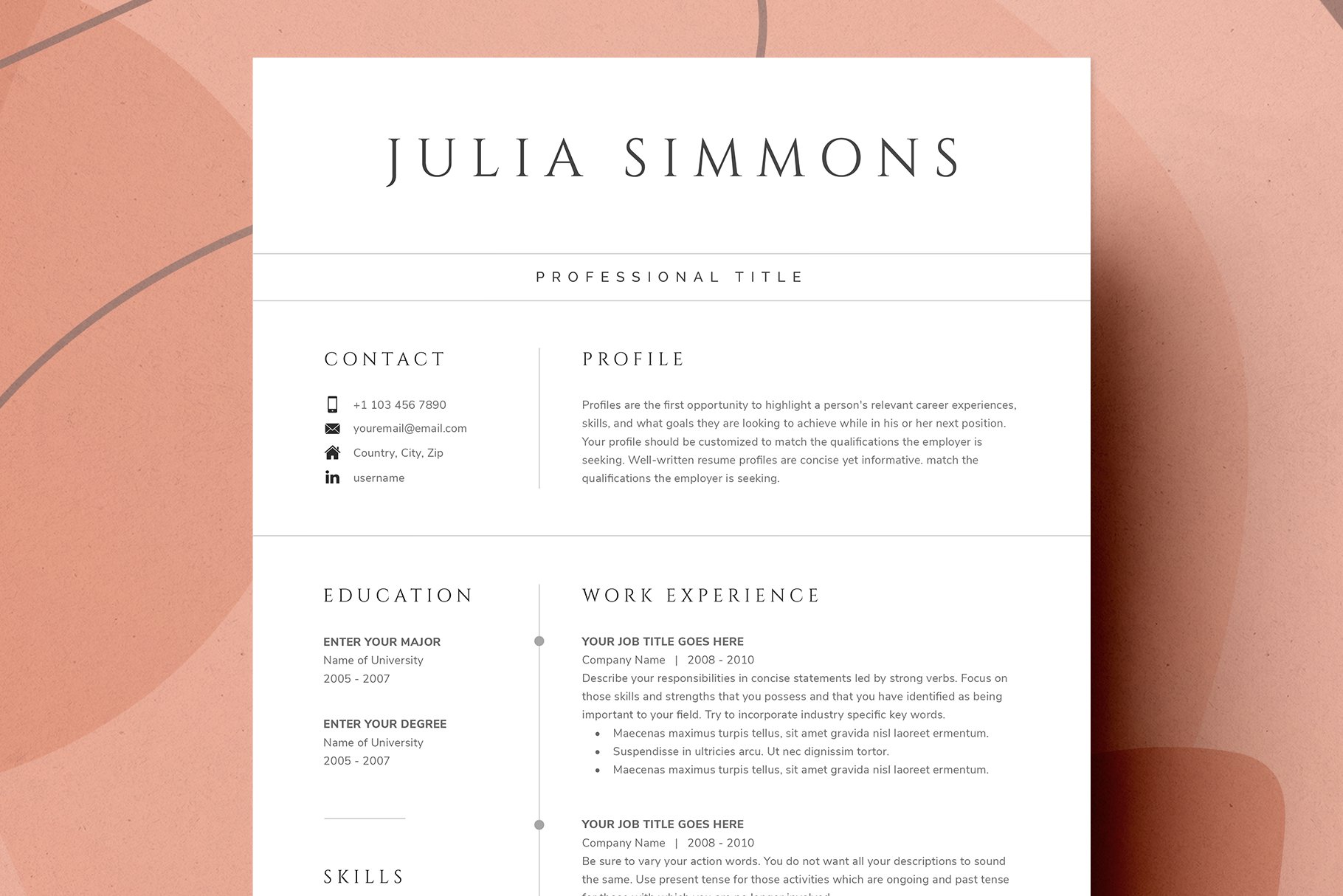 Resume for Word, Google Docs & Pages cover image.