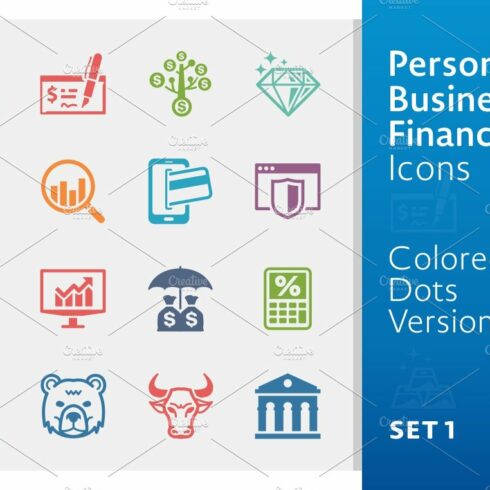 Colored Business Finance Icons 1 cover image.