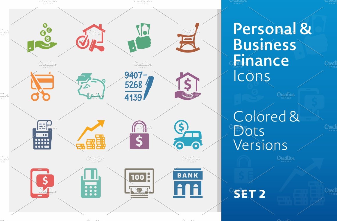 Colored Business Finance Icons 2 cover image.