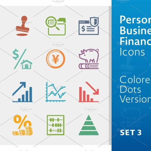 Business Finance Icons 3 | Colored cover image.