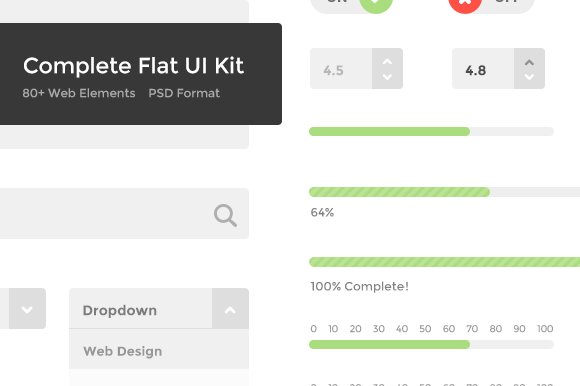 Complete Flat UI Kit (PSD) cover image.