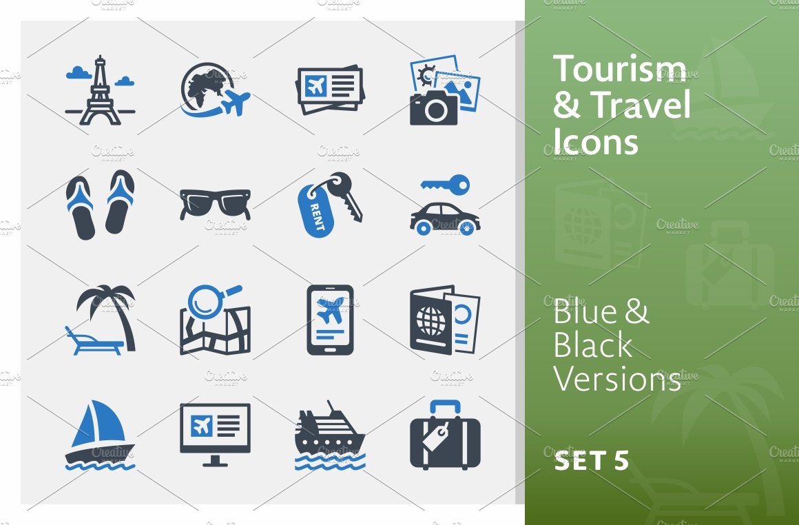 Tourism & Travel Icons Set 5 | Blue cover image.