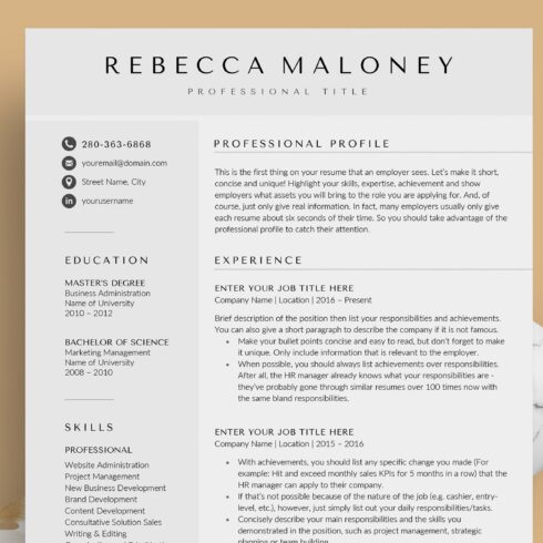 Resume/CV - The Maloney cover image.