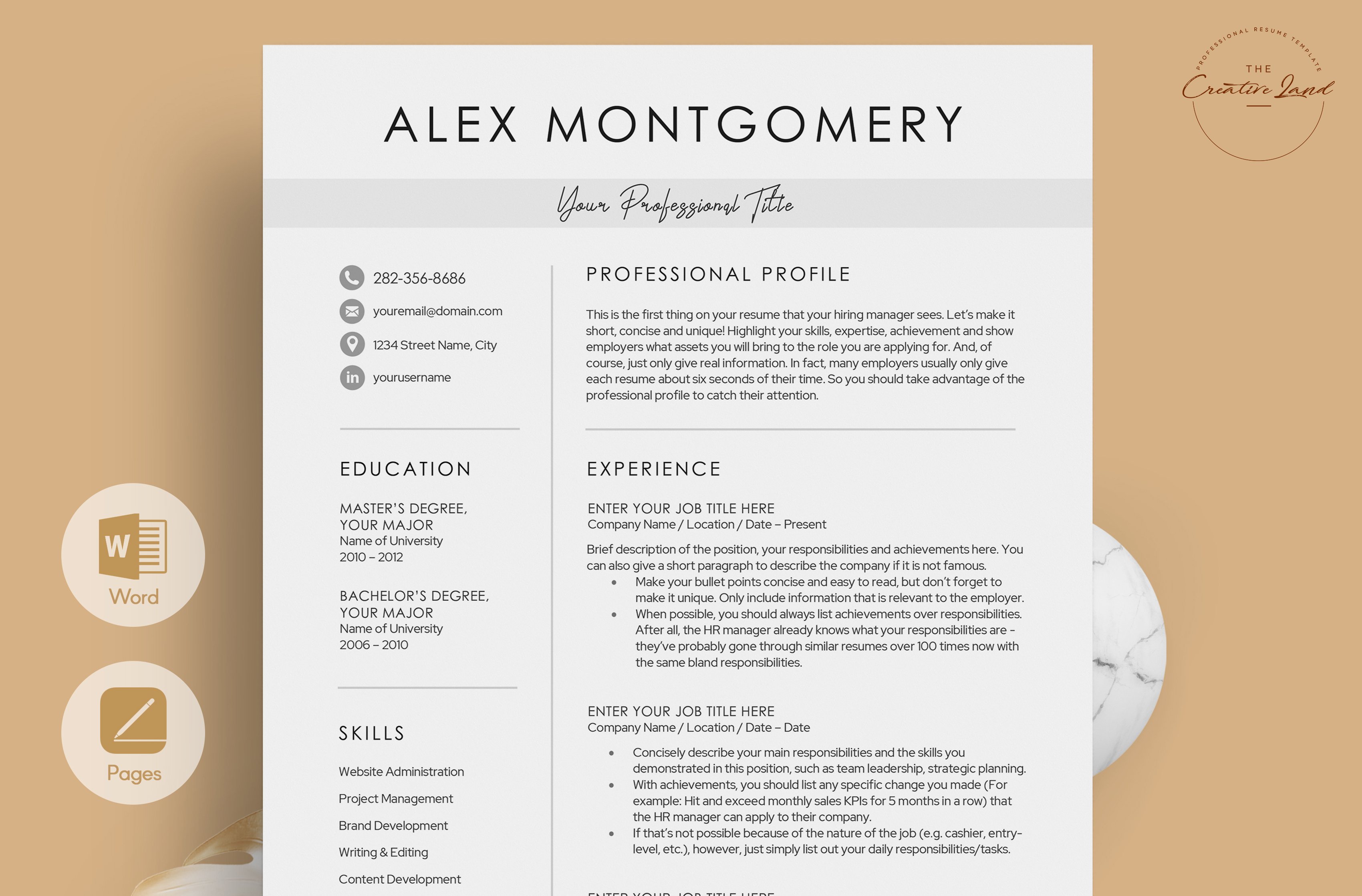 Resume/CV - The Alex cover image.