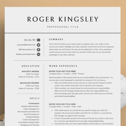 Resume/CV - The Roger cover image.