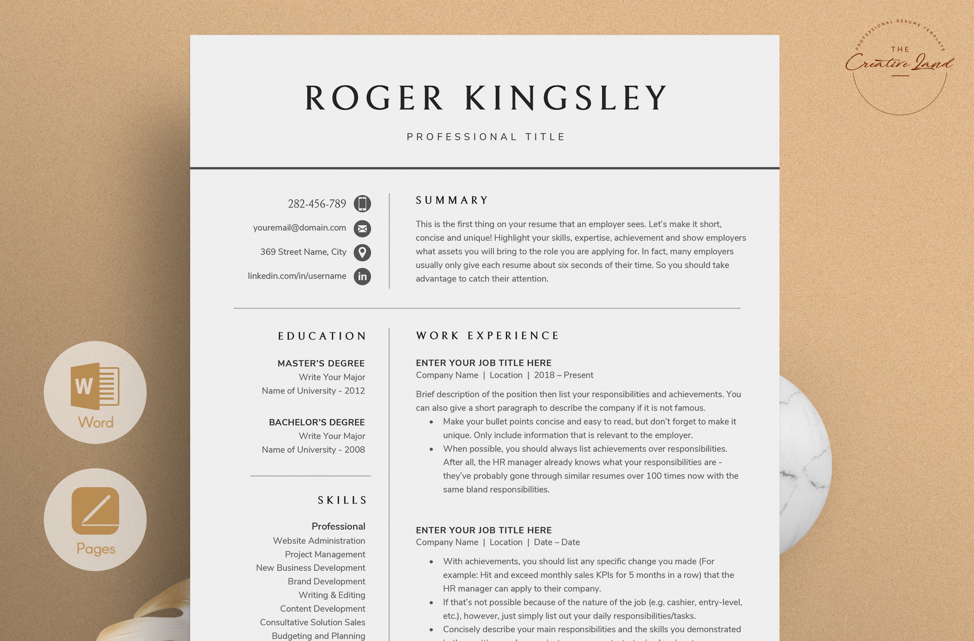 Resume/CV - The Roger cover image.