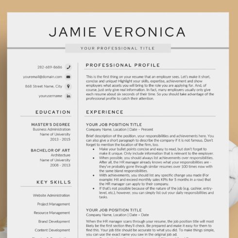 Resume/CV - The Jamie cover image.