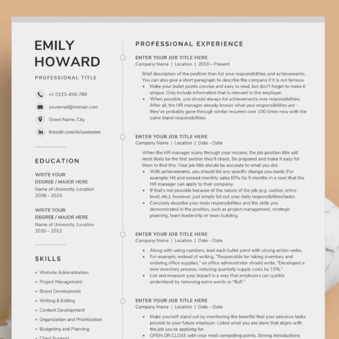 Resume/CV - The Howard cover image.