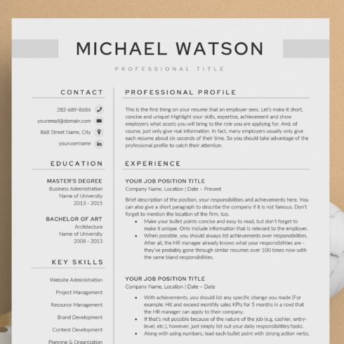 Resume/CV - The Watson cover image.