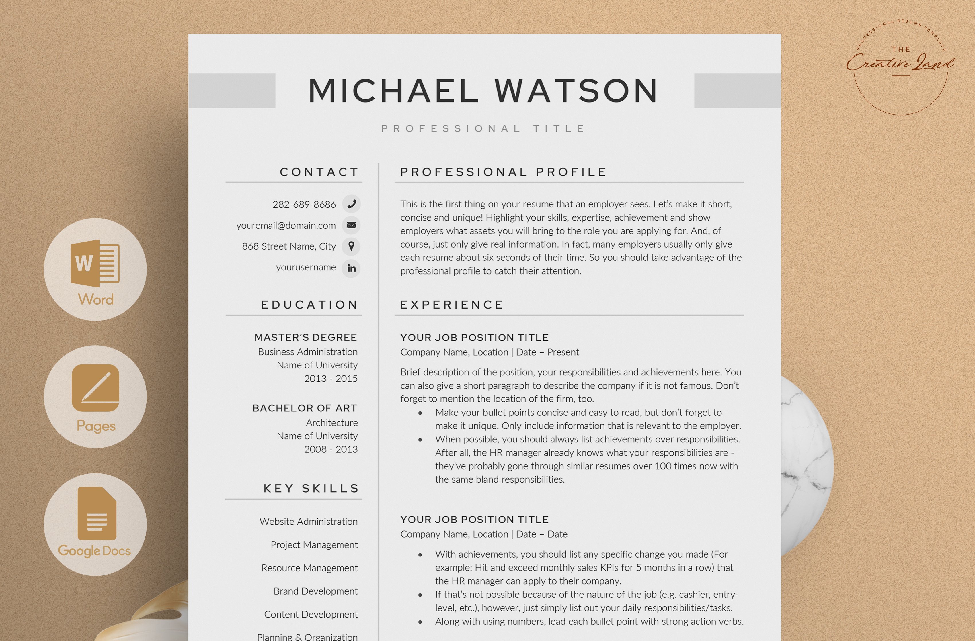 Resume/CV - The Watson cover image.