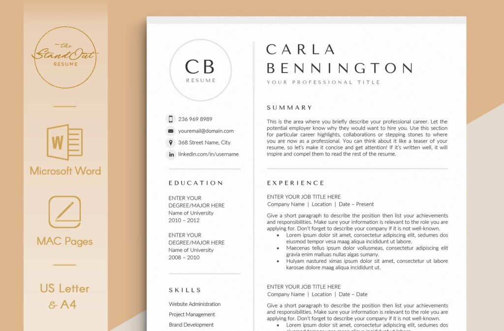 Resume/CV Template - CARLA – MasterBundles