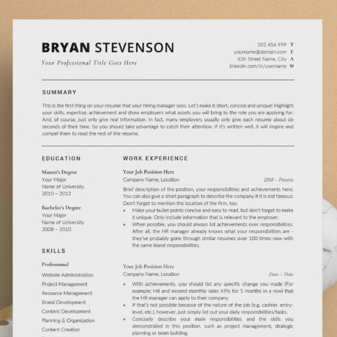Resume/CV - The Bryan cover image.