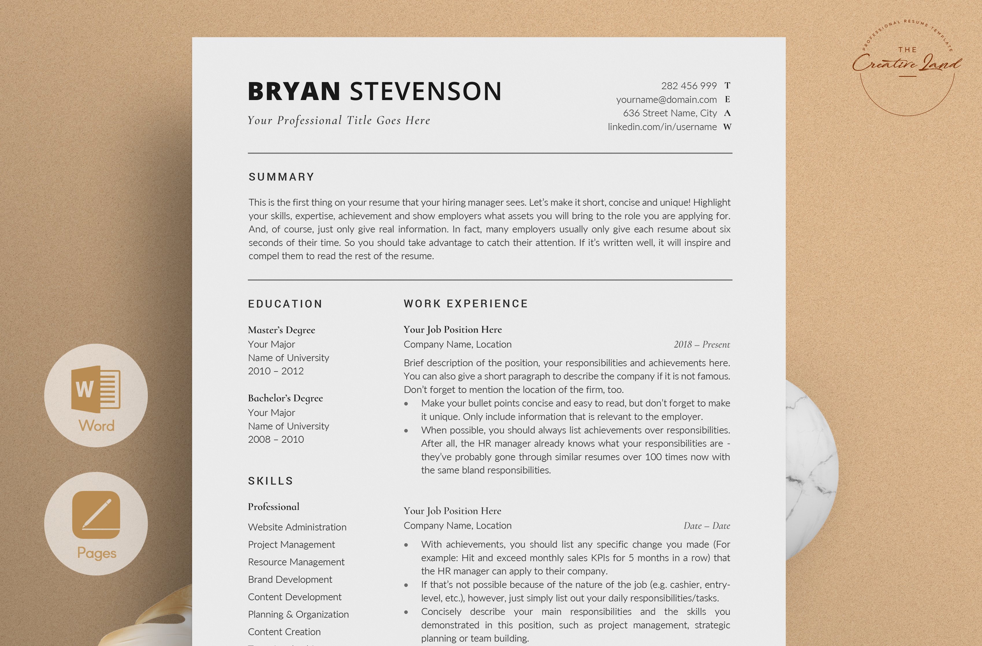 Resume/CV - The Bryan cover image.
