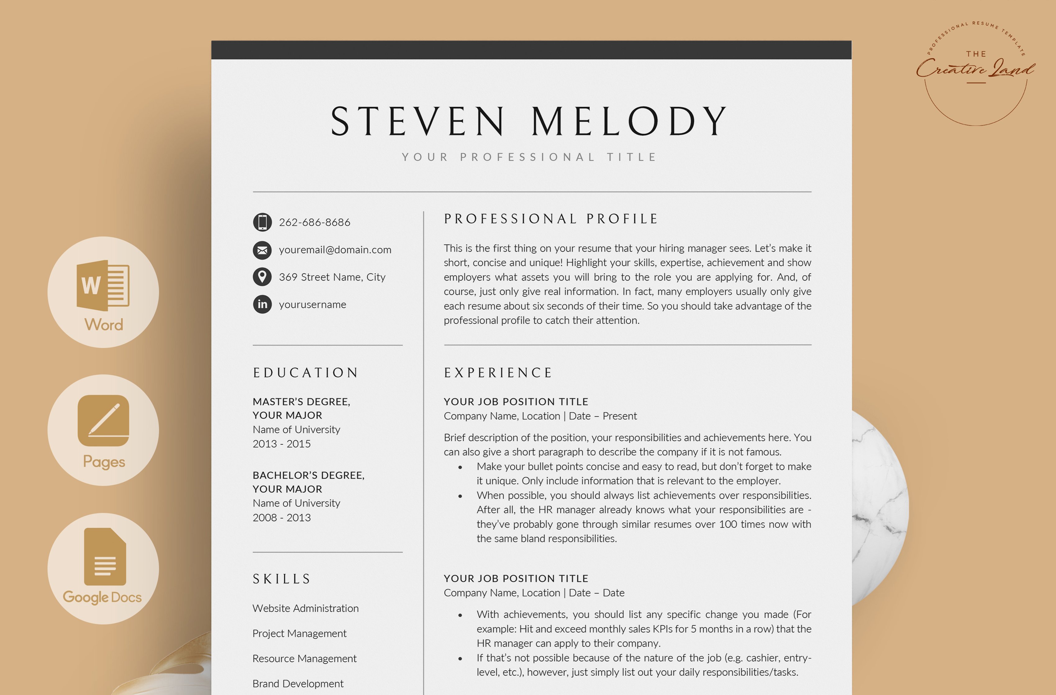 Resume/CV - The Melody cover image.