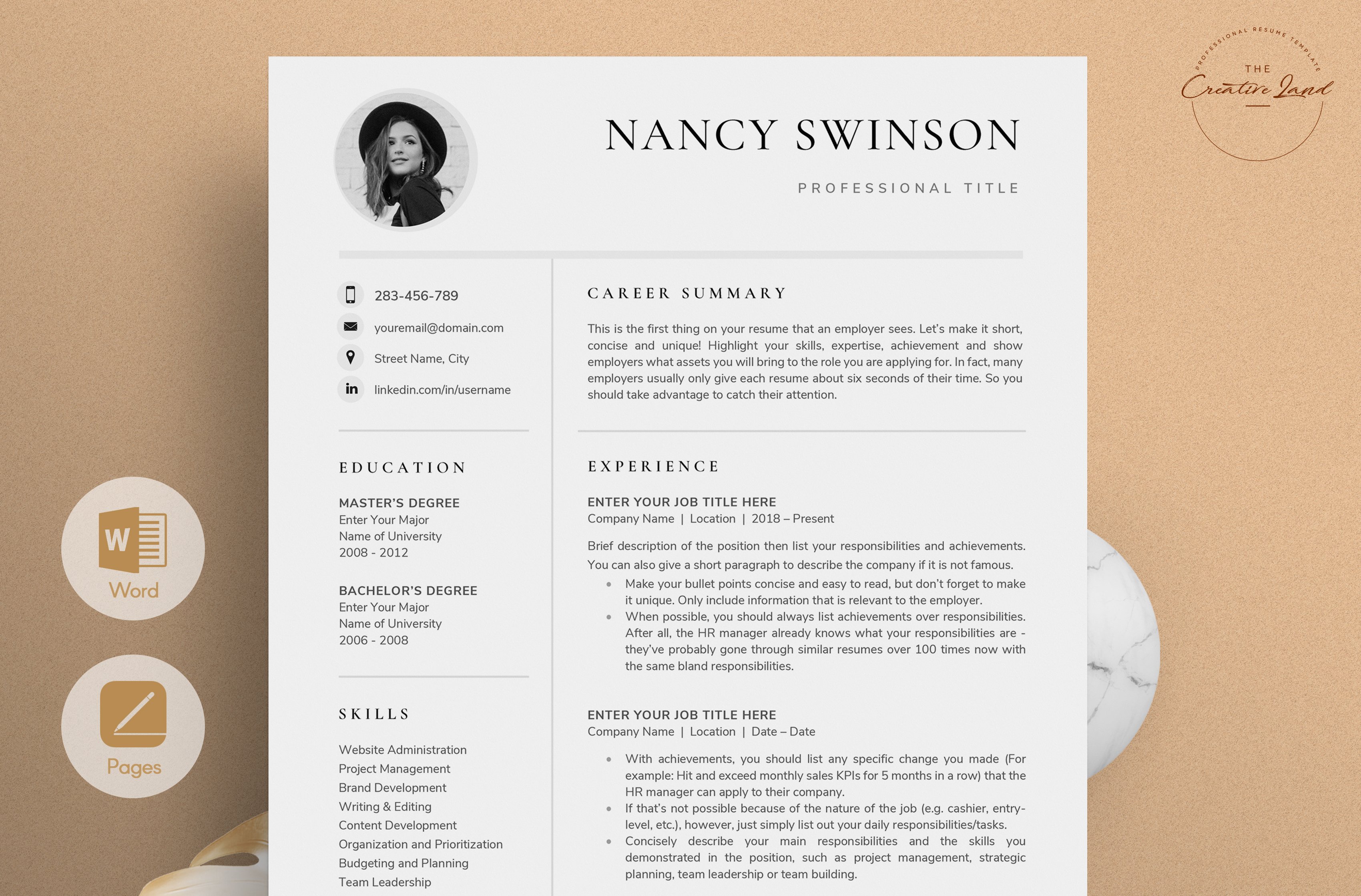 Resume/CV - The Nancy cover image.