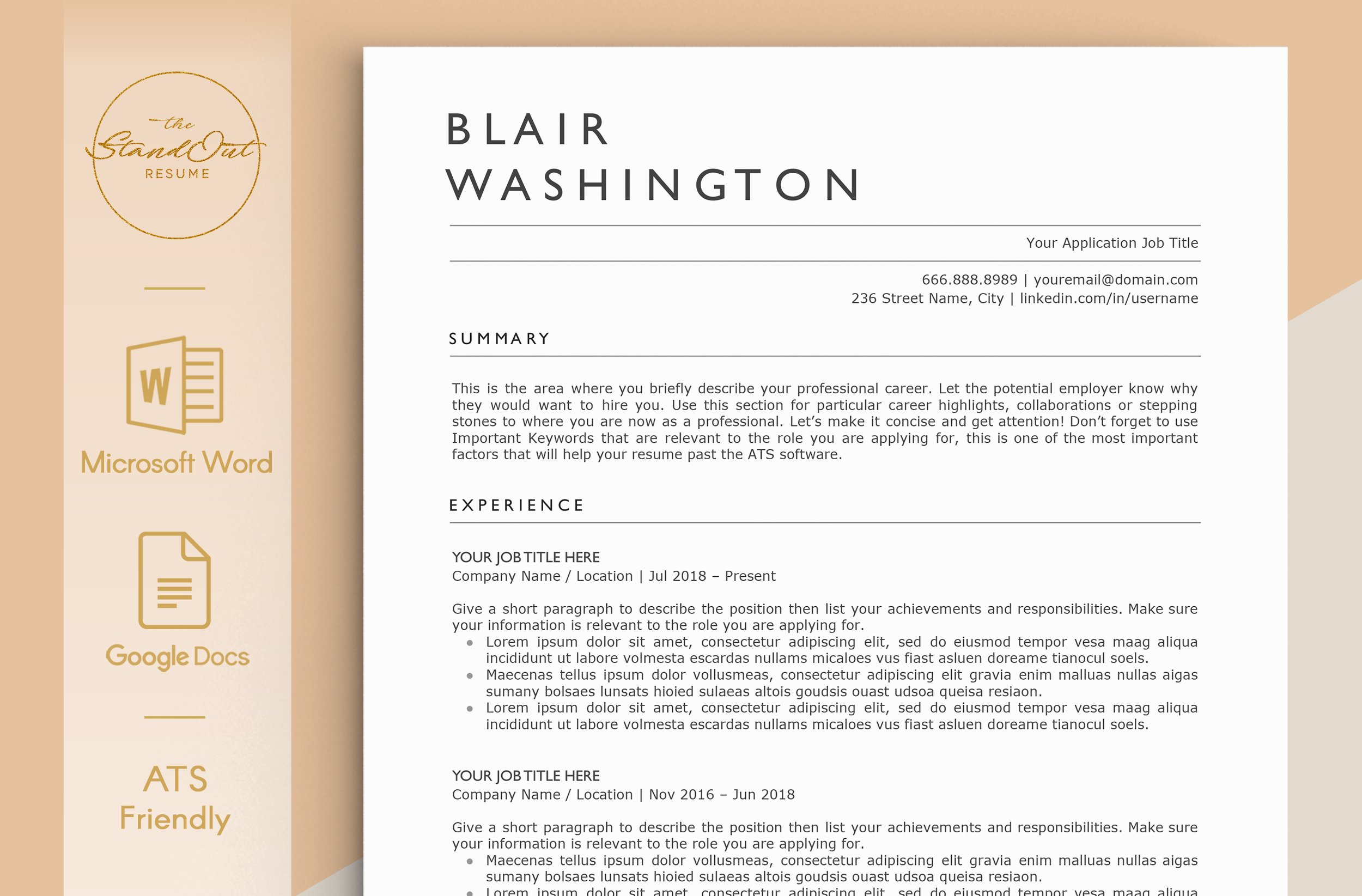 ATS Resume Template - BLAIR cover image.