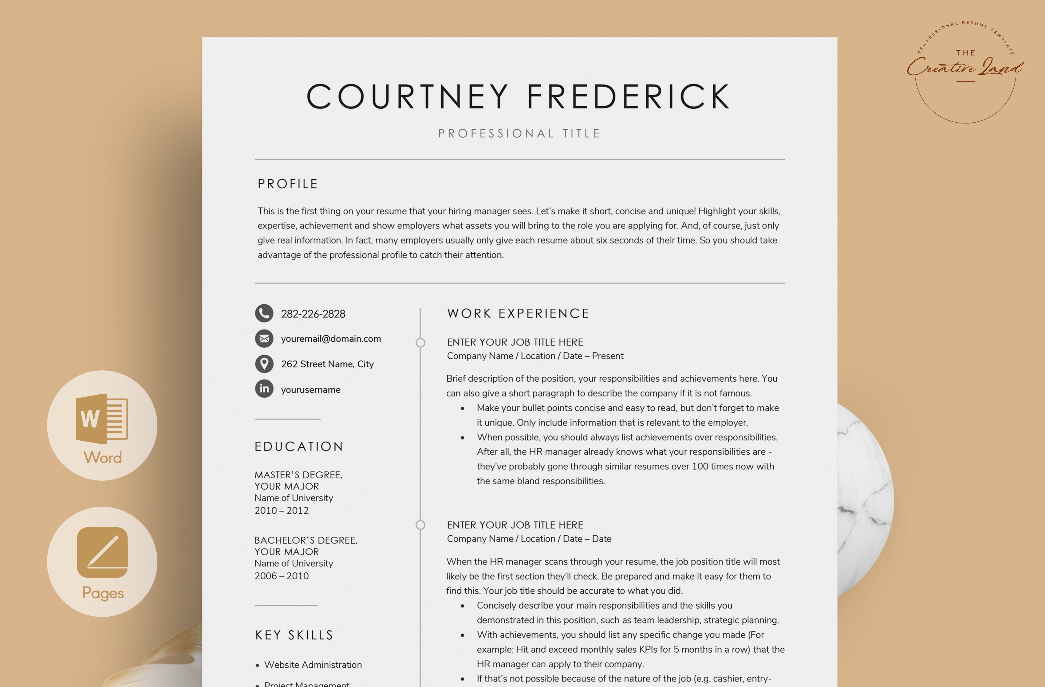 Resume/CV - The Courtney cover image.