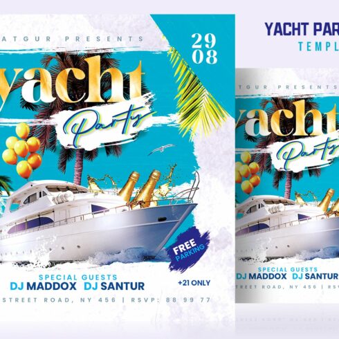 Yacht Party Flyer Template cover image.