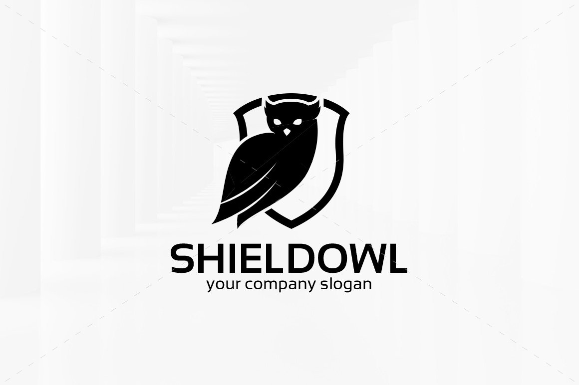 Shield Owl Logo Template preview image.