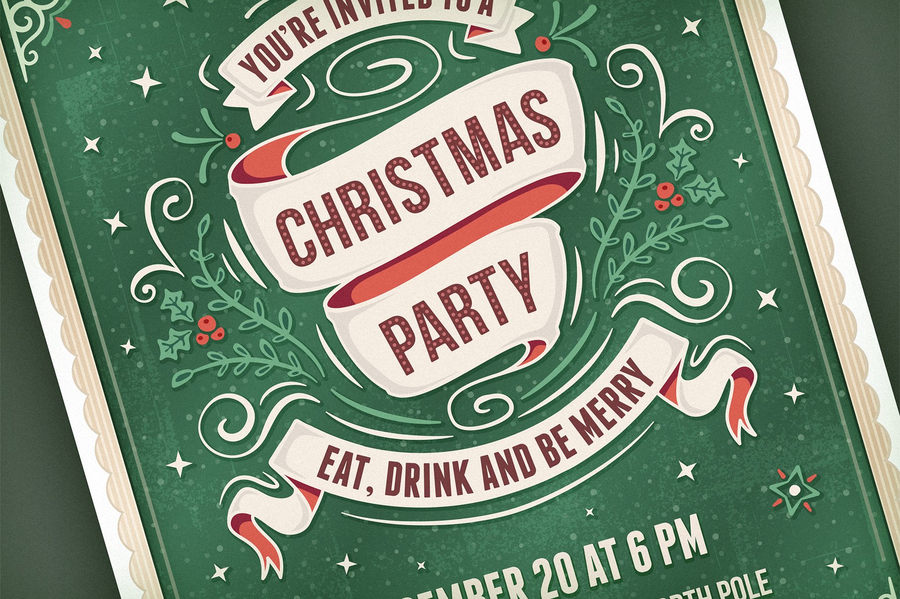 Christmas Party Invitation cover image.