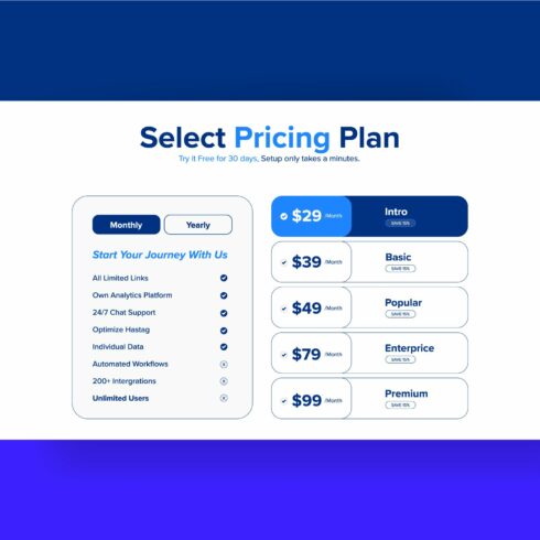 Pricing Table Monthly Plan cover image.