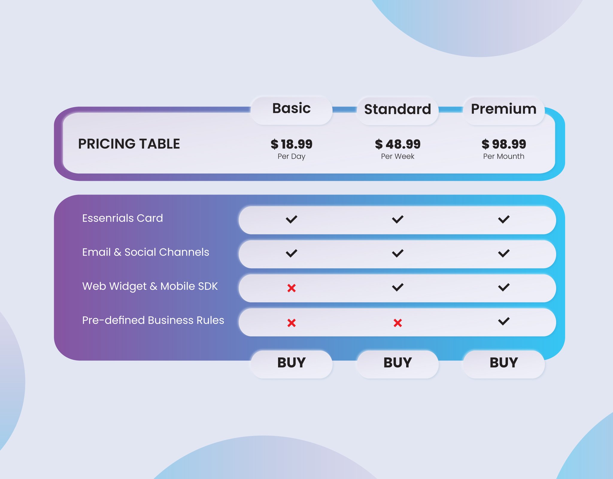 Pricing Table Template preview image.